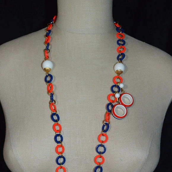 Vintage Patriotic Necklace Earring Set - Picture 1 of 8